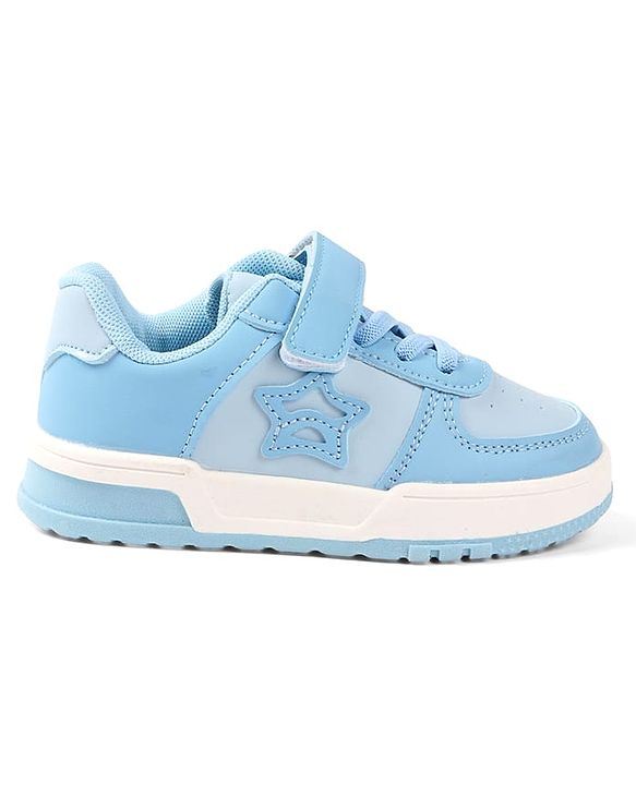 Cute Walk by Babyhug Solid Colour Sneaker Shoes with Velcro Closure - Light Blue