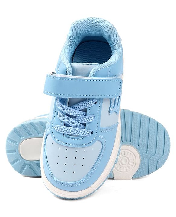 Cute Walk by Babyhug Solid Colour Sneaker Shoes with Velcro Closure - Light Blue