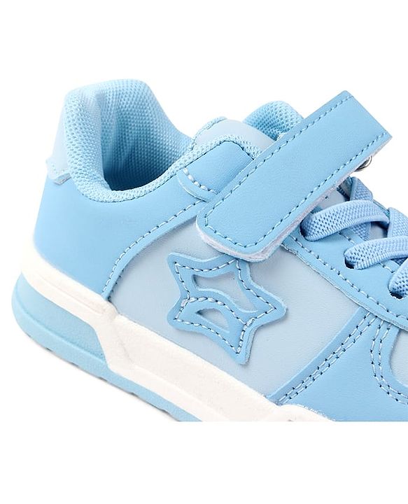 Cute Walk by Babyhug Solid Colour Sneaker Shoes with Velcro Closure - Light Blue