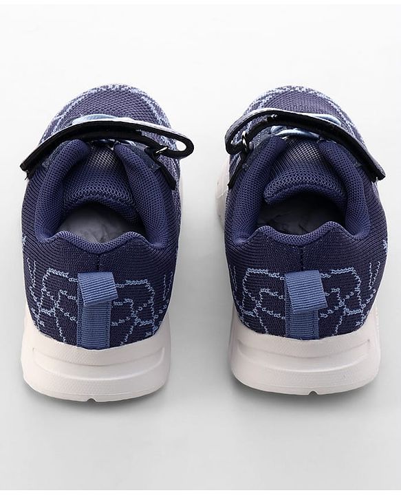 Pine Kids Velcro Closure Text & Striped Design Sneaker Shoes - Navy Blue