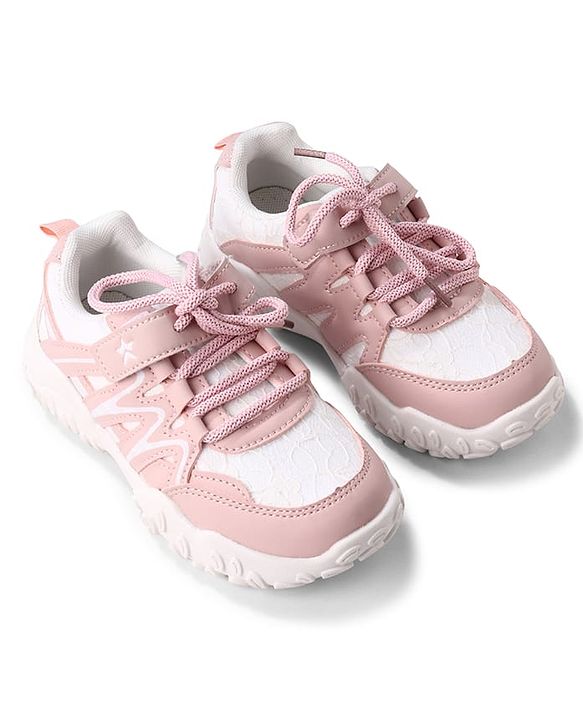 Cute Walk by Babyhug Velcro Closure with Floral Design Sneaker Shoes - Pink