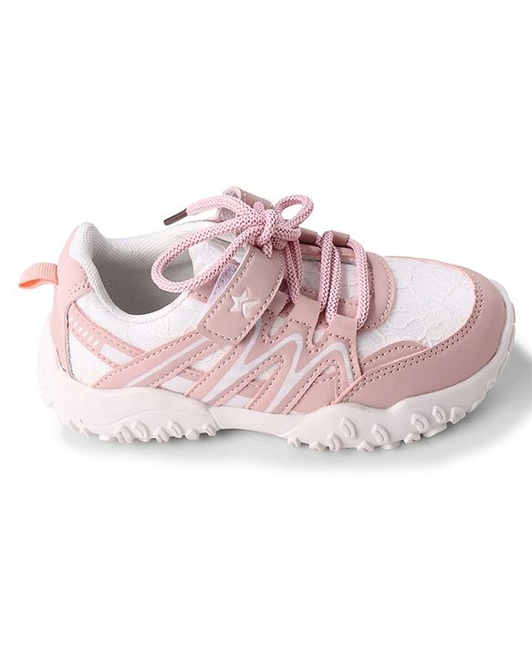 Cute Walk by Babyhug Velcro Closure with Floral Design Sneaker Shoes - Pink