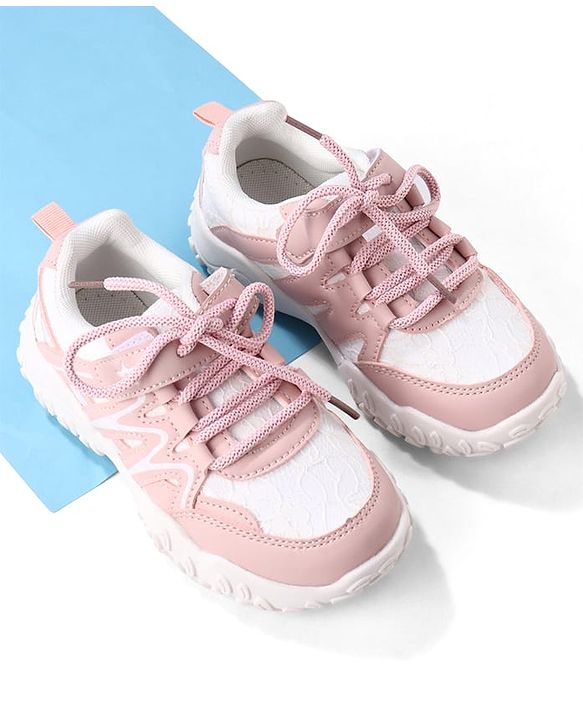 Cute Walk by Babyhug Velcro Closure with Floral Design Sneaker Shoes - Pink