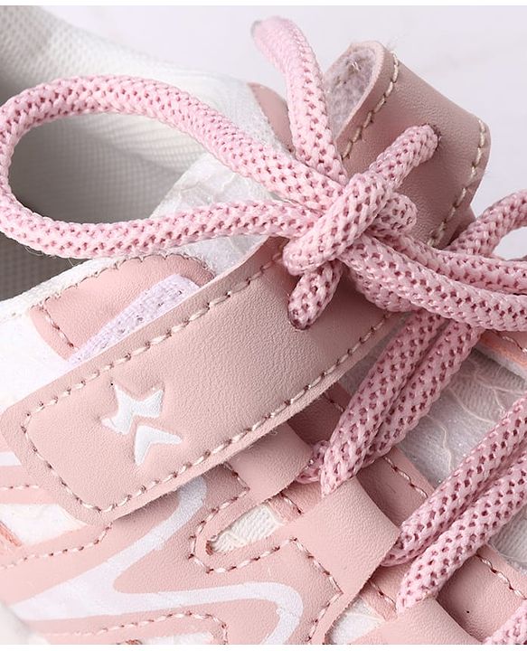 Cute Walk by Babyhug Velcro Closure with Floral Design Sneaker Shoes - Pink