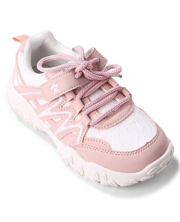Cute Walk by Babyhug Velcro Closure with Floral Design Sneaker Shoes - Pink