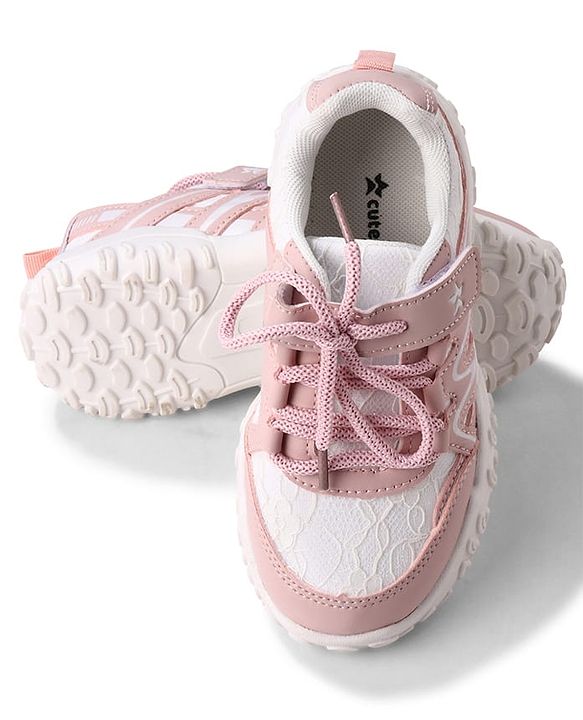 Cute Walk by Babyhug Velcro Closure with Floral Design Sneaker Shoes - Pink