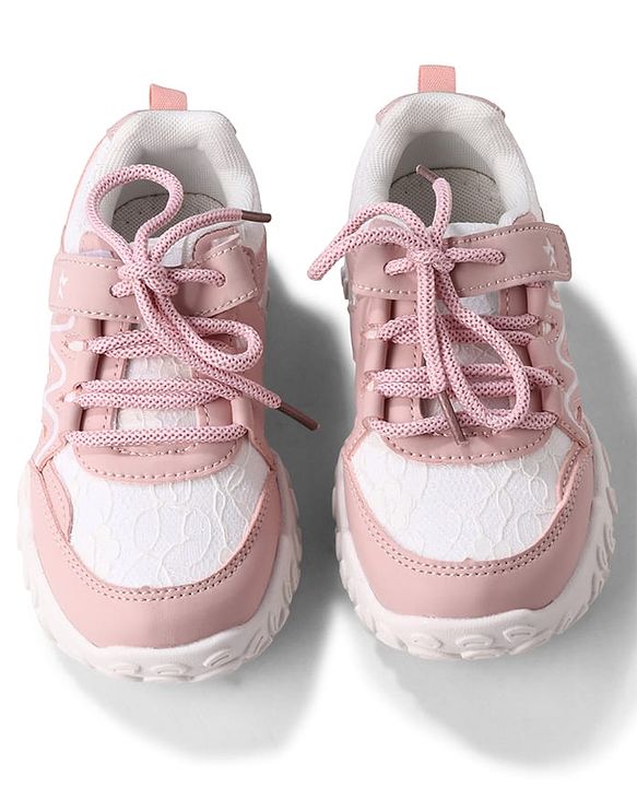 Cute Walk by Babyhug Velcro Closure with Floral Design Sneaker Shoes - Pink