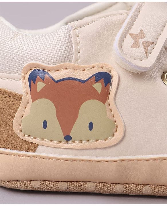 Cute Walk by Babyhug Velcro Closure Booties with Fox Patch -  Grey