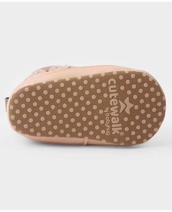 Cute Walk by Babyhug Velcro Closure Booties with Fox Patch -  Grey