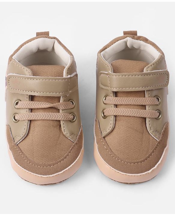 Cute Walk by Babyhug Velcro Closure Booties with Fox Patch -  Grey