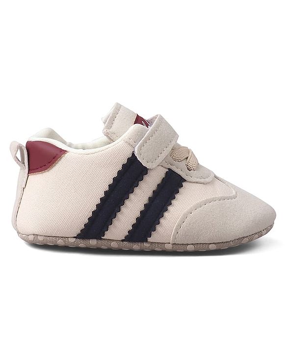 Cute Walk by Babyhug Velcro Closure Booties with Stripe Design - Khaki