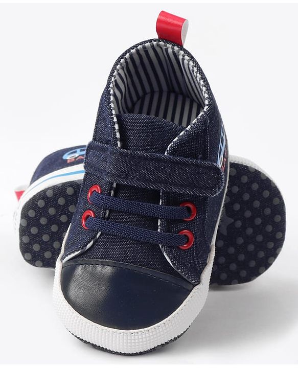 Cute Walk by Babyhug Velcro Closure Booties with Car Print- Sky Blue