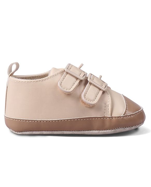 Cute Walk by Babyhug Velcro Closure Solid Colour Booties -Beige
