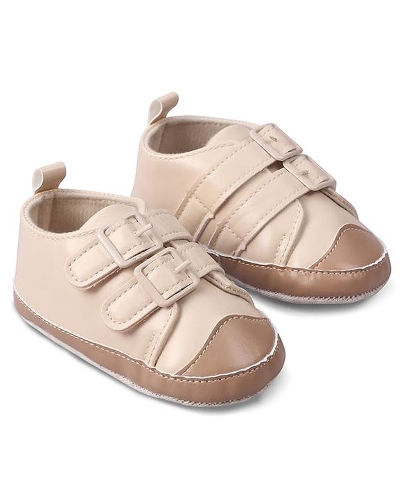 Cute Walk by Babyhug Velcro Closure Solid Colour Booties -Beige