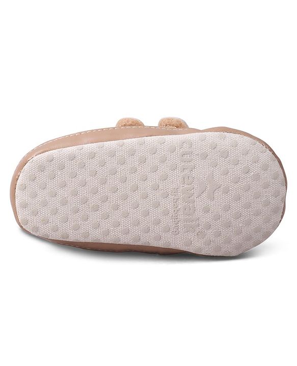 Cute Walk by Babyhug Velcro Closure Solid Colour Booties -Beige