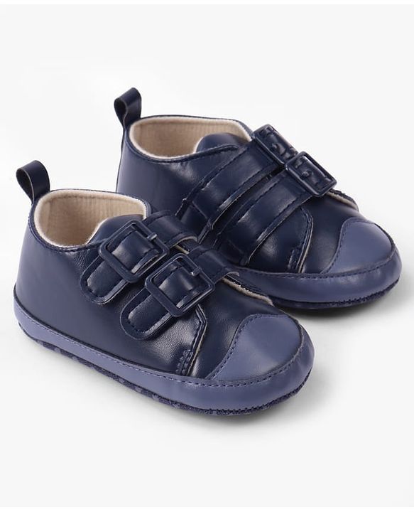 Cute Walk by Babyhug Velcro Closure Solid Colour Booties -Beige