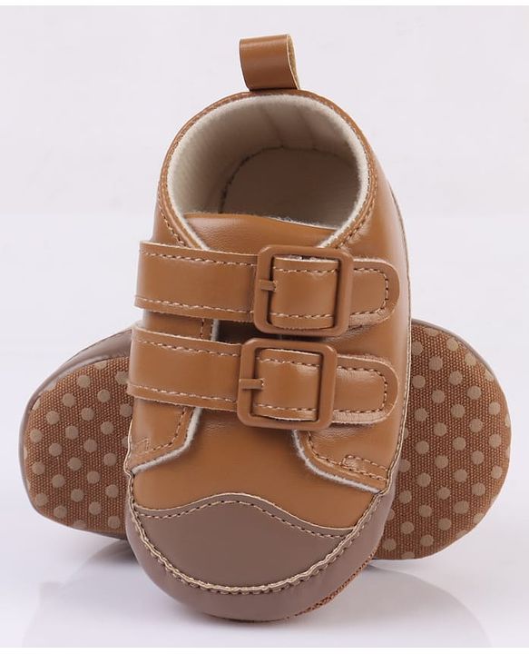 Cute Walk by Babyhug Velcro Closure Solid Colour Booties -Beige