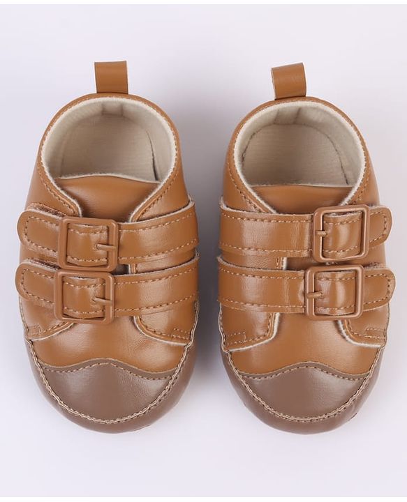 Cute Walk by Babyhug Velcro Closure Solid Colour Booties -Beige