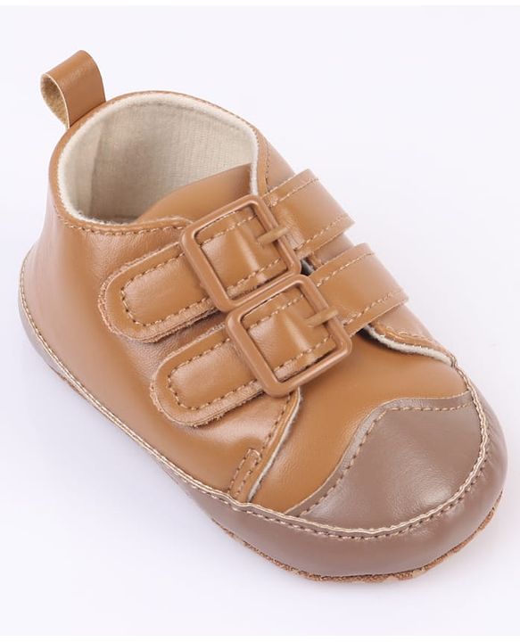 Cute Walk by Babyhug Velcro Closure Solid Colour Booties -Beige