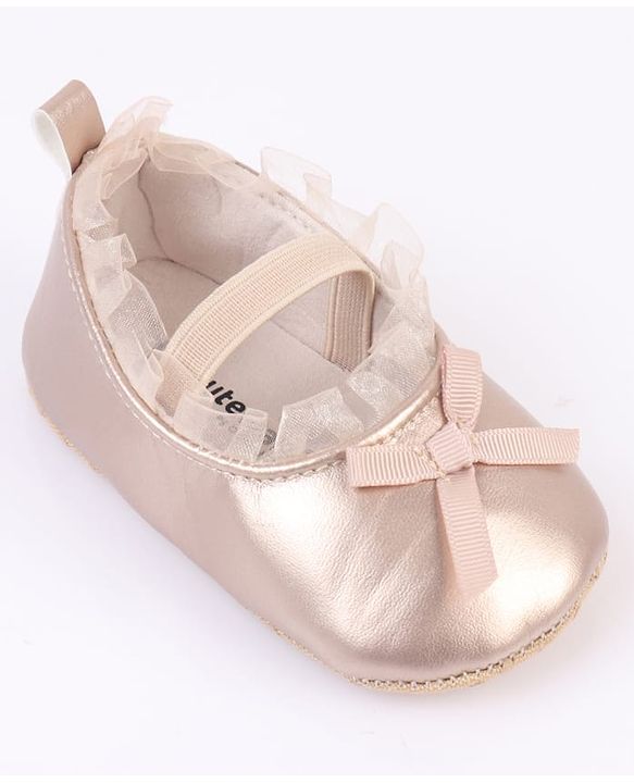 Cute Walk by Babyhug Slip On Booties with Bow Applique - Silver