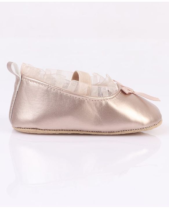 Cute Walk by Babyhug Slip On Booties with Bow Applique - Silver