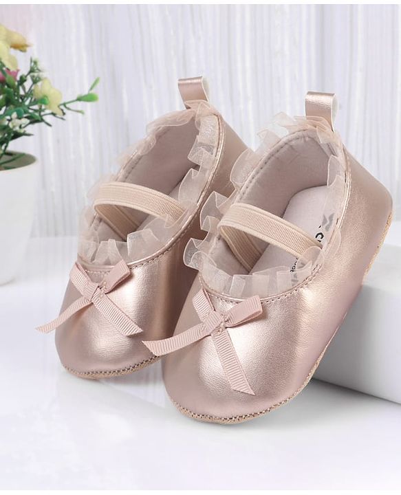 Cute Walk by Babyhug Slip On Booties with Bow Applique - Silver