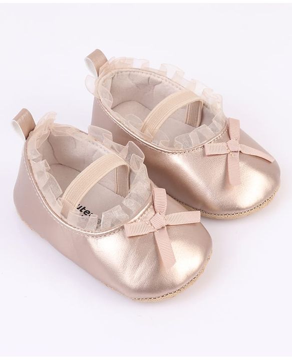 Cute Walk by Babyhug Slip On Booties with Bow Applique - Silver