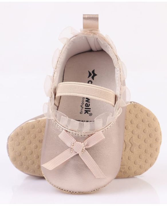 Cute Walk by Babyhug Slip On Booties with Bow Applique - Silver