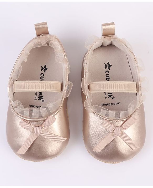 Cute Walk by Babyhug Slip On Booties with Bow Applique - Silver