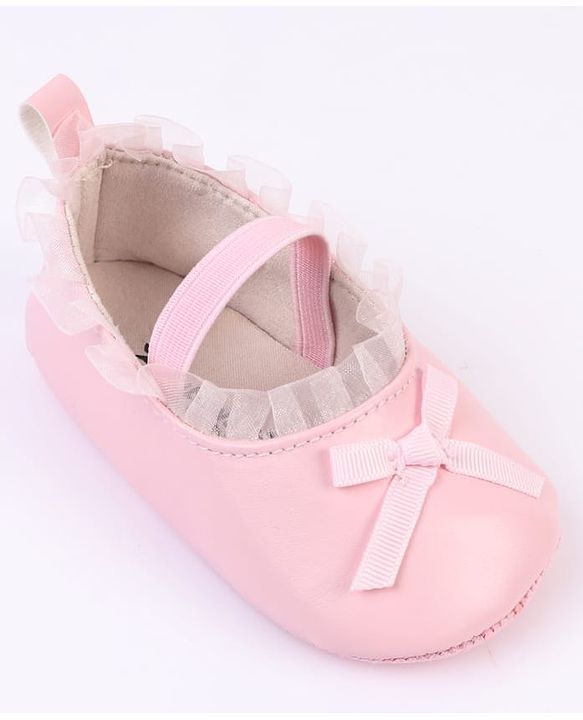 Cute Walk by Babyhug Slip On Booties with Bow Applique - Silver