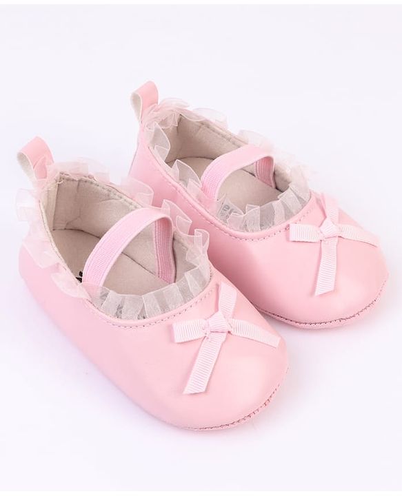 Cute Walk by Babyhug Slip On Booties with Bow Applique - Silver