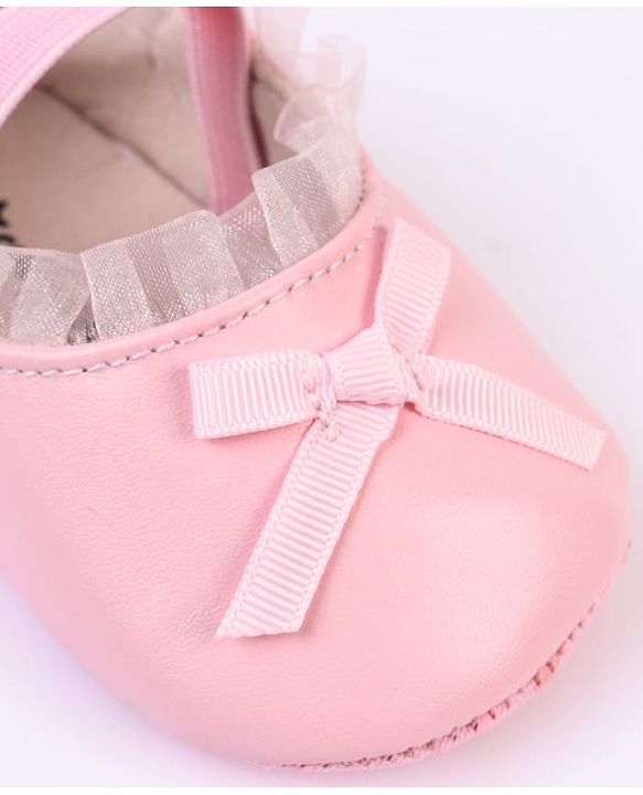 Cute Walk by Babyhug Slip On Booties with Bow Applique - Silver