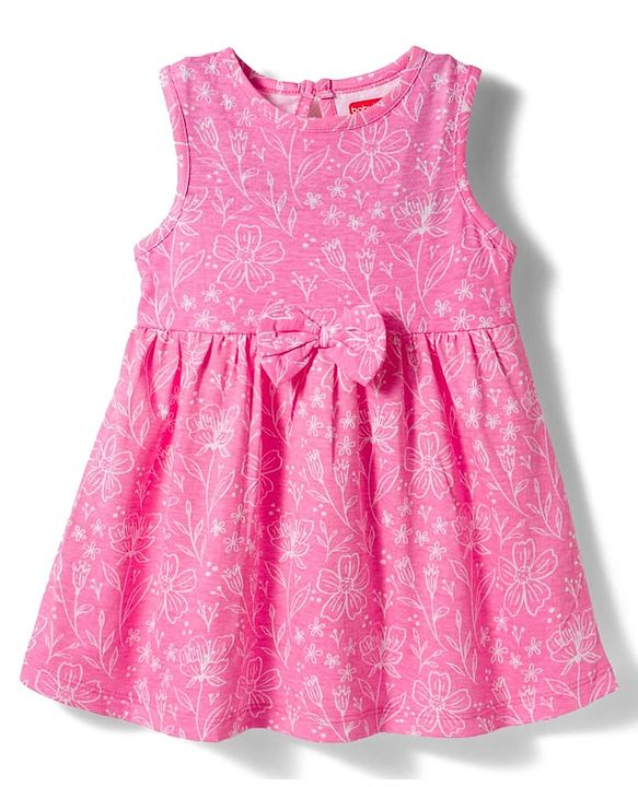 Babyhug Single Jersey Knit Sleeveless Frock With Floral Print & Bloomer - Multicolor