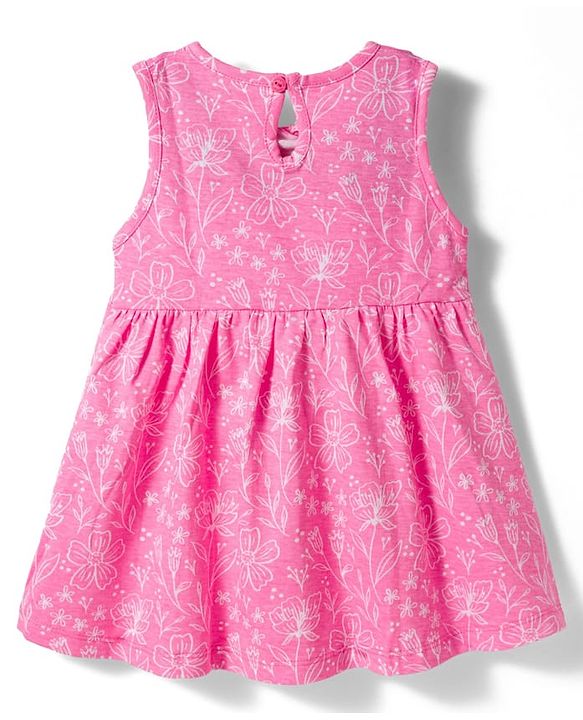 Babyhug Single Jersey Knit Sleeveless Frock With Floral Print & Bloomer - Multicolor