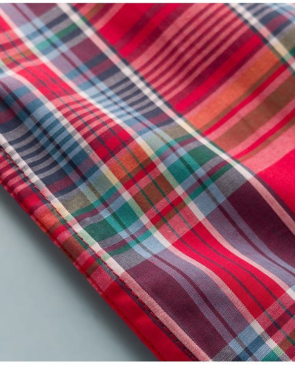Pine Kids Cotton Woven Half Sleeves Checks Shirt With Inner Tee - Red