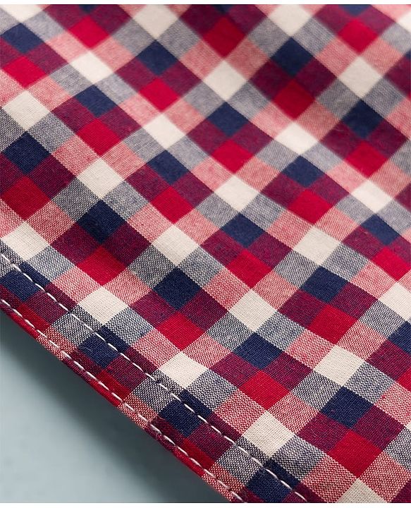 Pine Kids Cotton Woven Half Sleeves Checks Shirt With Inner Tee - Red