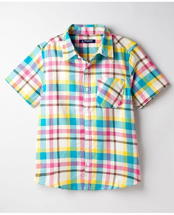 Pine Kids Cotton Woven Half Sleeves Checks Shirt - Multicolor