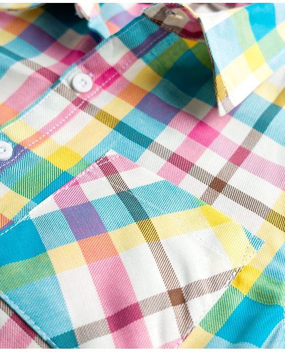Pine Kids Cotton Woven Half Sleeves Checks Shirt - Multicolor