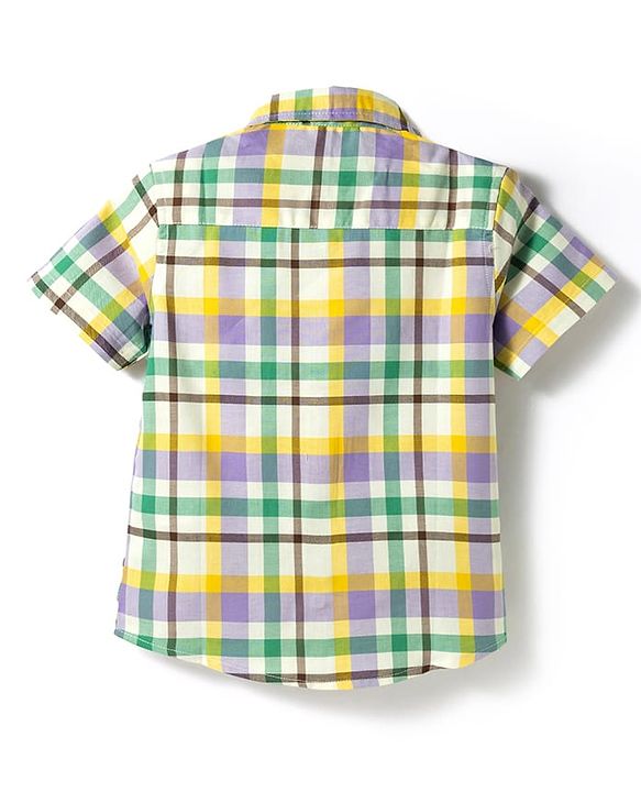 Pine Kids 100% Cotton Woven Half Sleeves Checks Shirt - Multicolour