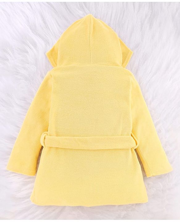 Babyhug Disney Terry Knit  Hooded Full Sleeves Bath Robe With Lion King Graphics - Yellow