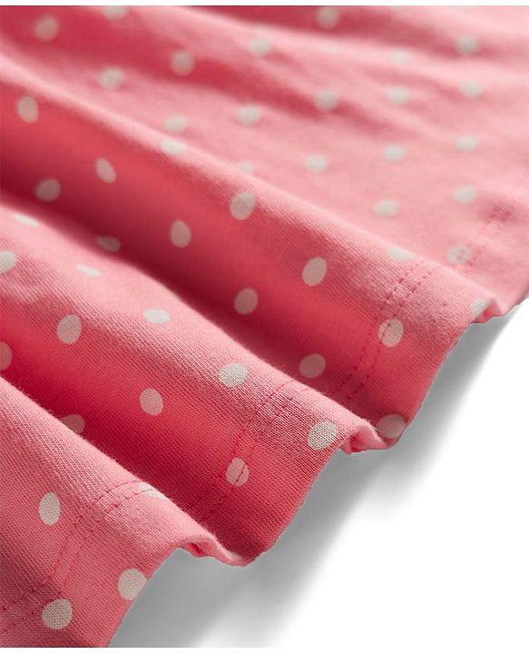 Babyhug Single Jersey Knit Sleeveless Frock With Polka Dot Print & Bow Applique - Pink