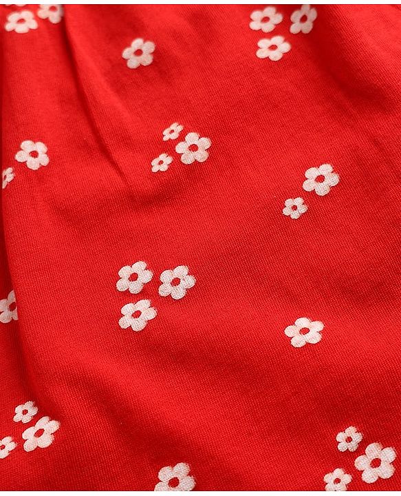 Babyhug Cotton Knit Onepiece Dresses/Frocks Sleeveless Floral Print Red 3-6 Months