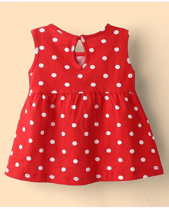 Babyhug Cotton Knit Onepiece Dresses/Frocks Sleeveless Floral Print Red 3-6 Months