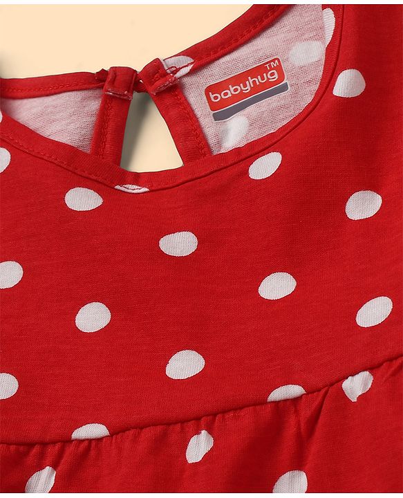 Babyhug Cotton Knit Onepiece Dresses/Frocks Sleeveless Floral Print Red 3-6 Months