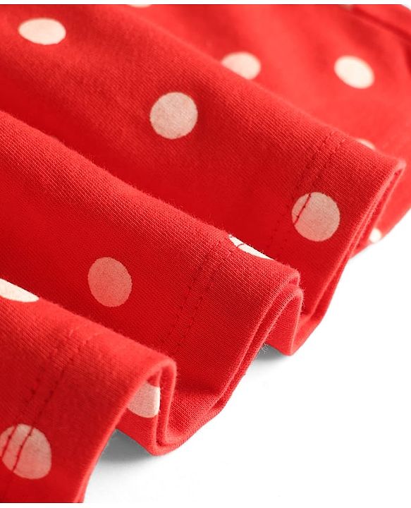 Babyhug Cotton Knit One Piece Dresses/Frocks Polka Dot Sleeveless Red 3-6 Months