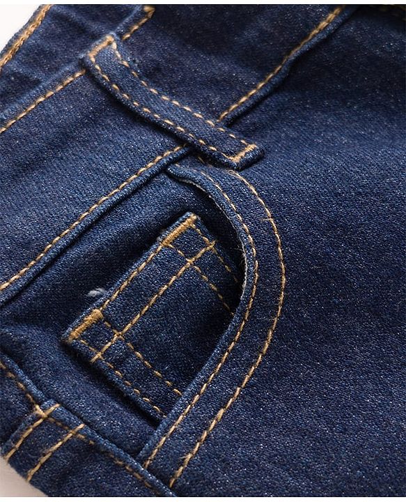Pine Kids Denim Woven Full Length Hearts & Floral Printed Jeans - Navy Blue