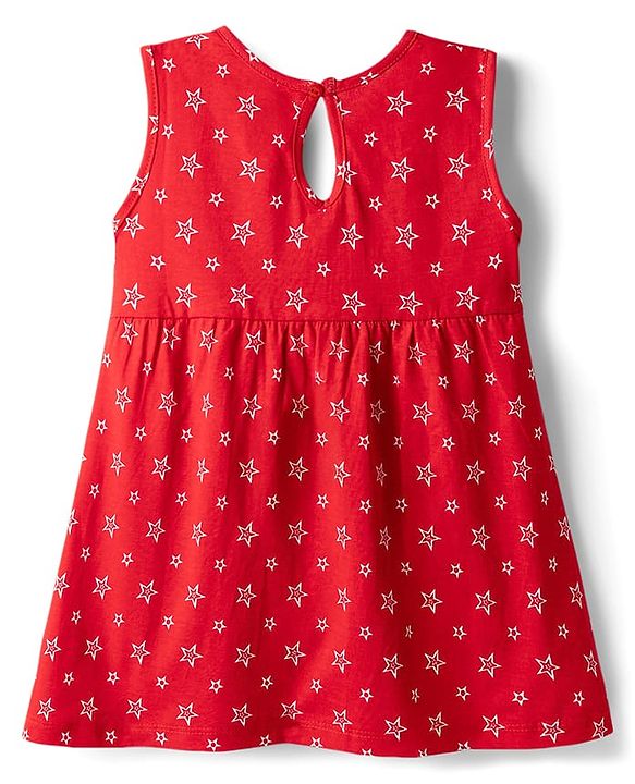 Babyhug Cotton Knit One Piece Dress Star Print Multi Color 3-6 Months