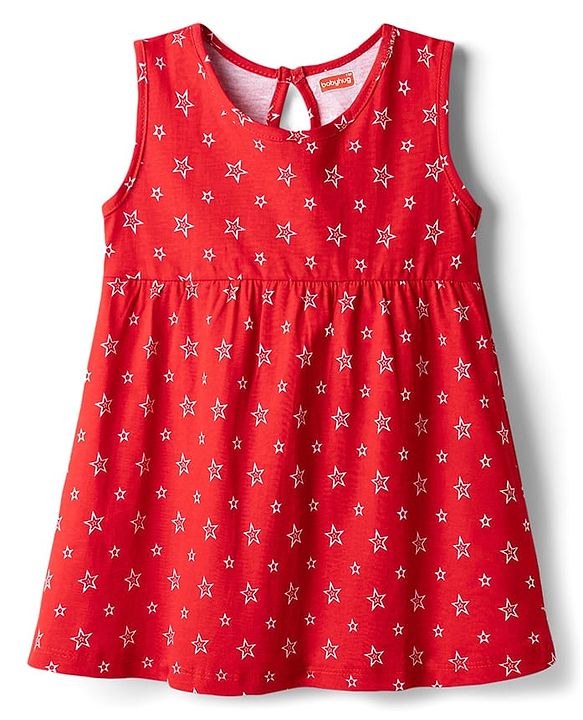 Babyhug Cotton Knit One Piece Dress Star Print Multi Color 3-6 Months