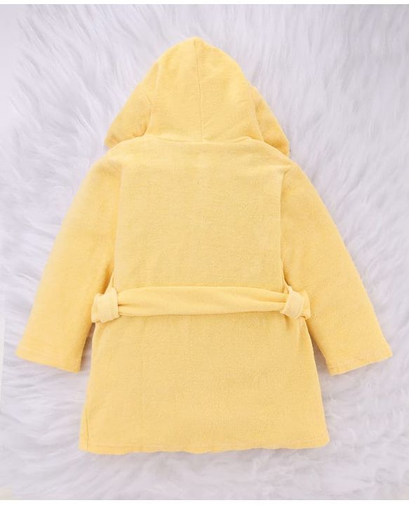 Babyhug Disney Terry Knit Hooded Bathrobe with Pockets & Lion King Applique - Yellow