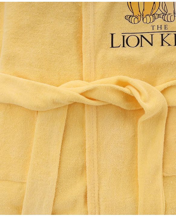 Babyhug Disney Terry Knit Hooded Bathrobe with Pockets & Lion King Applique - Yellow